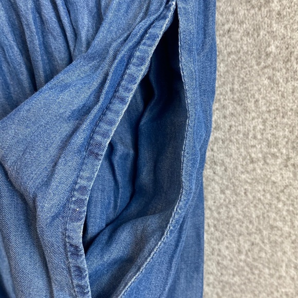 Inner Circle chambray denim maxi dress L full swing tiered skirt pockets cowgirl - Picture 5 of 10
